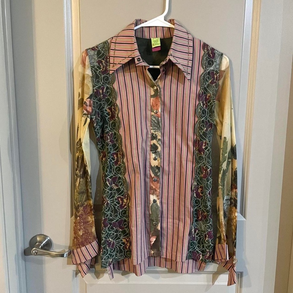 Vintage rare save the queen r long sleeve mesh shirt